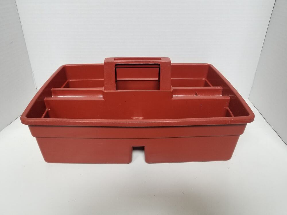 VTG Rubbermaid Burnt Orange Divided Caddy Retro Kitchen Gardening Tool Cleaning